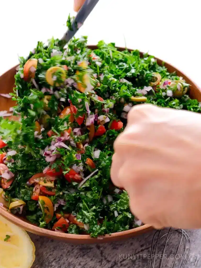 Mixing Mediterranean and Middle Eastern Parsley Salad