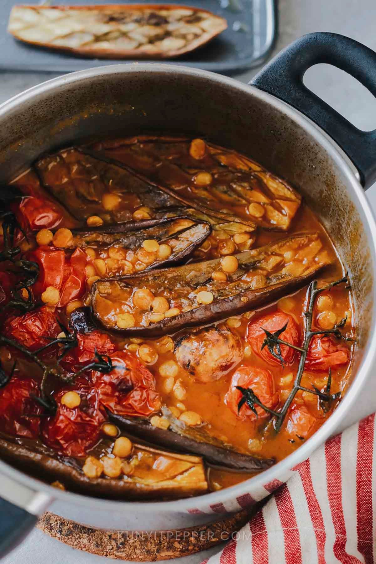 Yellow Split Peas Stew with Eggplants