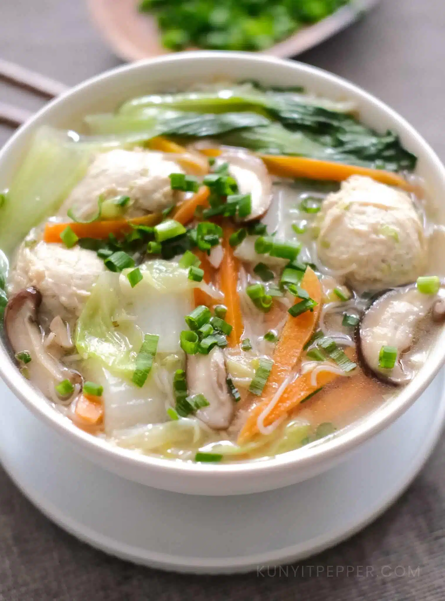 Asian Chicken Meatball Noodle Soup