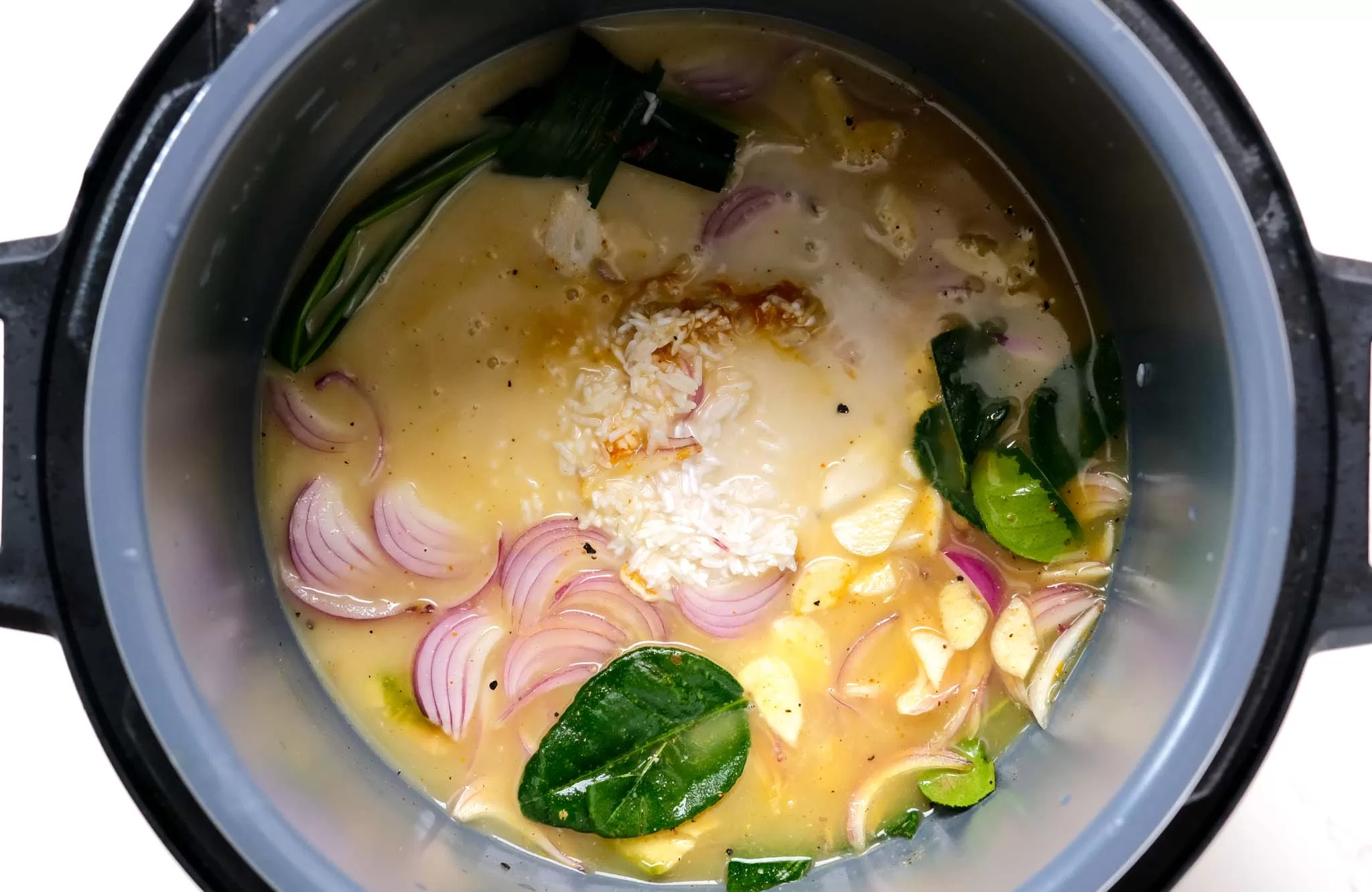 Top view of Indonesian Turmeric Rice in Instant Pot