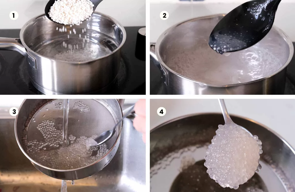 Visual guide: How to cook sago until translucent in 4 steps