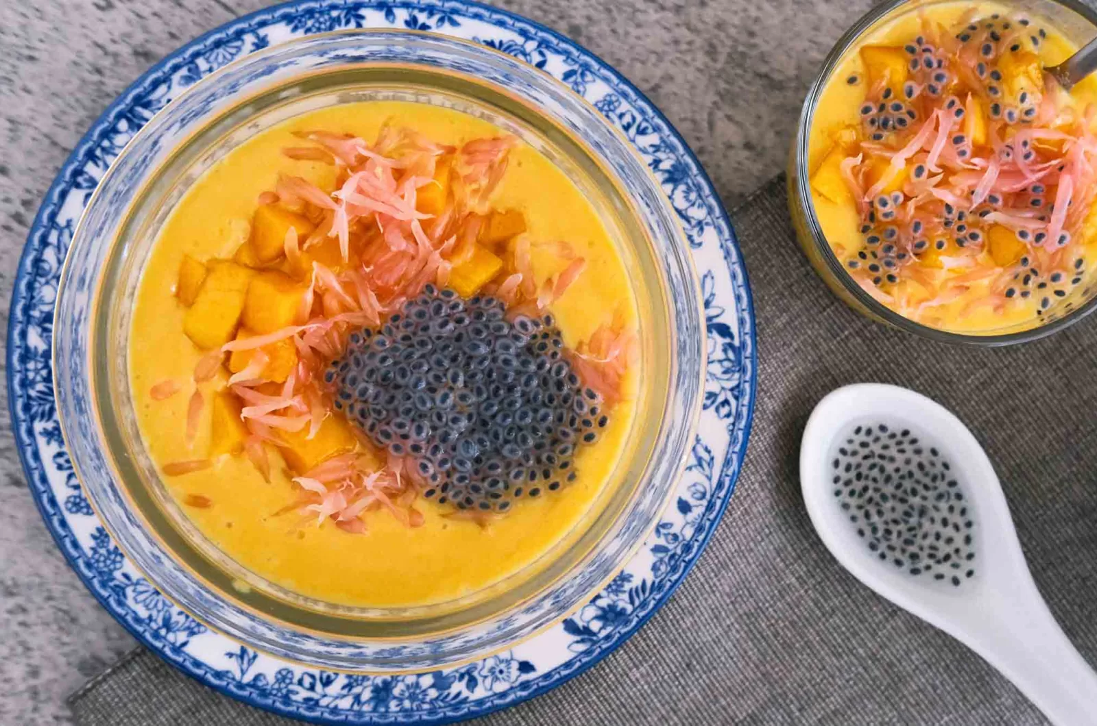 Chinese Mango Pomelo Sago with Basil Seeds