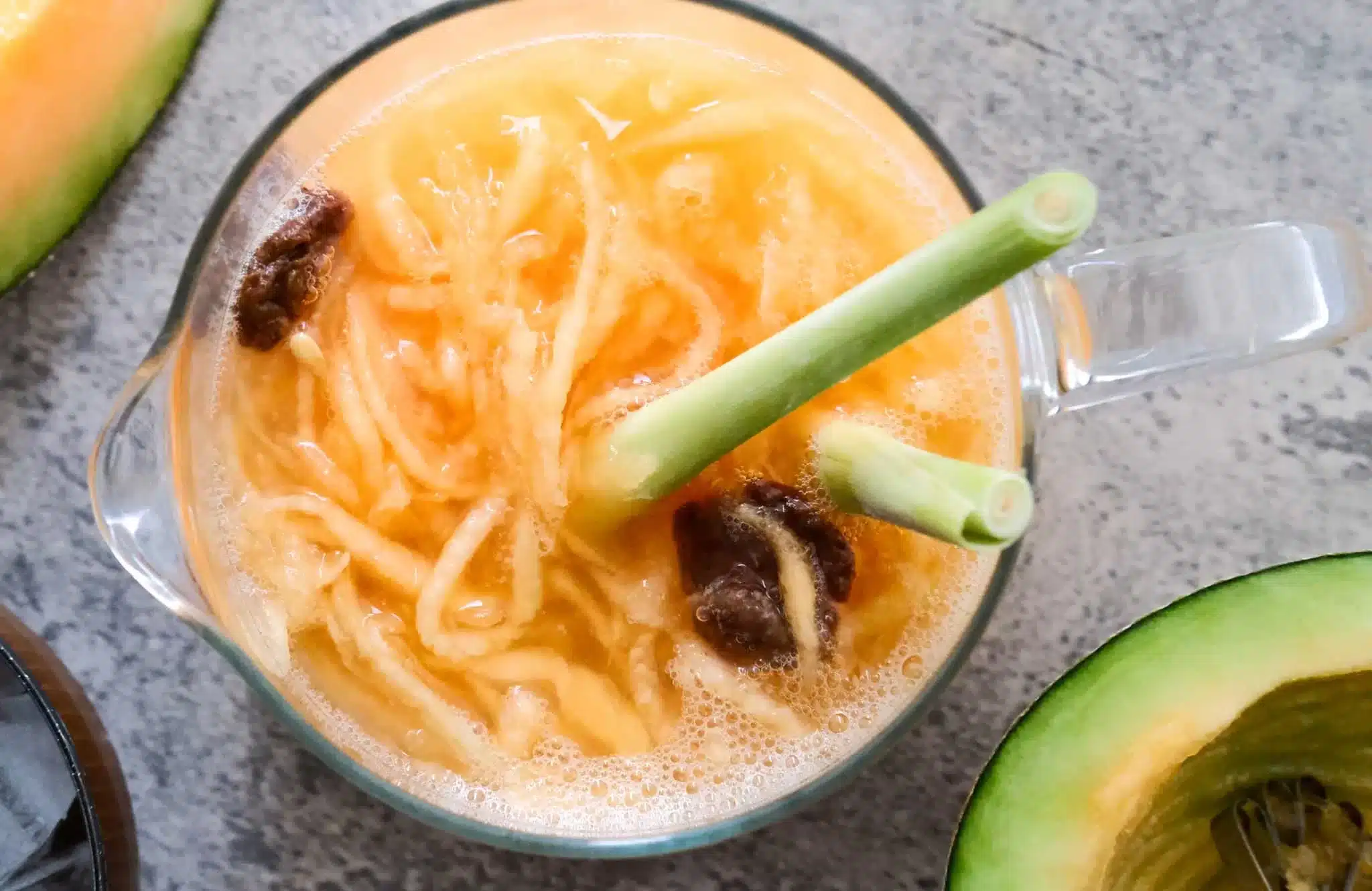 Filipino Cantaloupe Juice with Lemograss and Dried Plum
