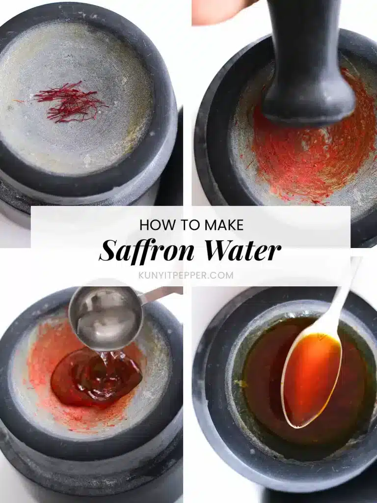 4 step by step images how to make saffron water for cooking