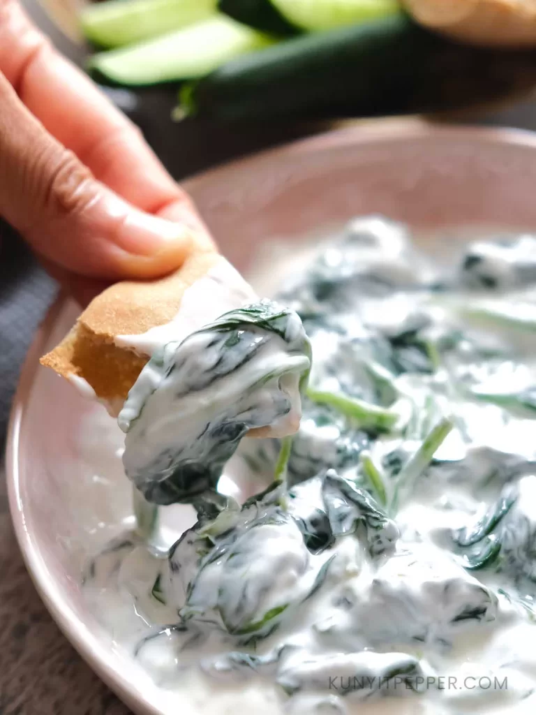 Close Up of Persian Yogurt Spinach Dip, Borani Esfenaj